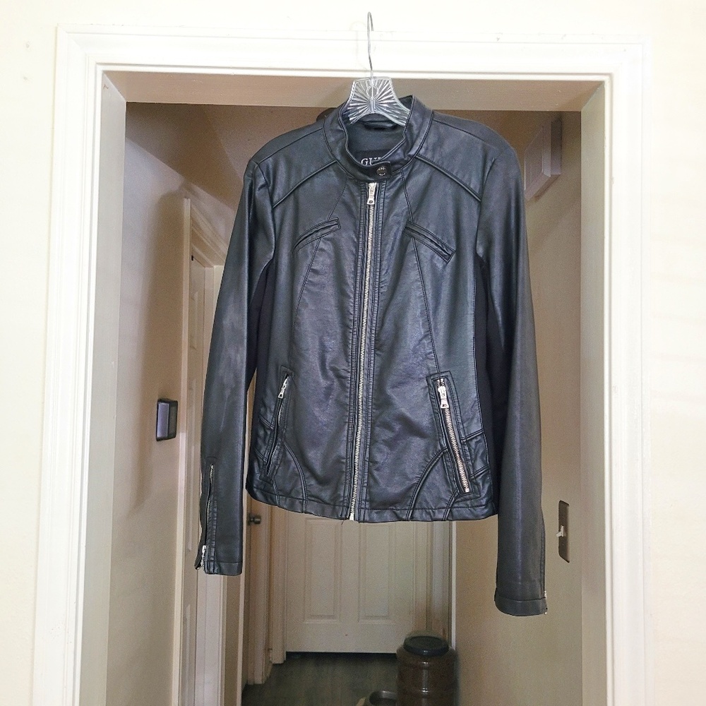 guess faux leather jacket